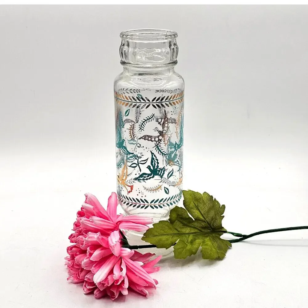 Vintage Georges Briard 22K Gold Birds Of Paradise Glass Bottle 1960s MCM
